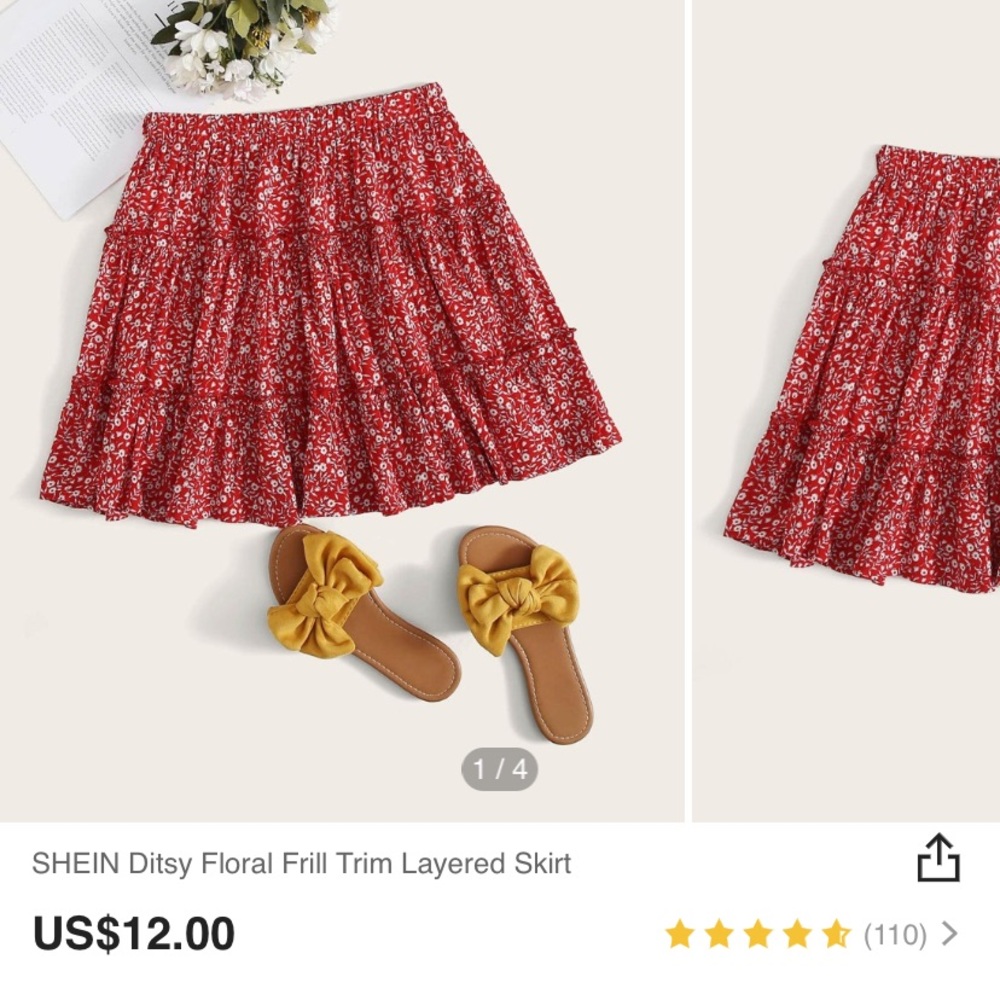 Floral ruffle skirt